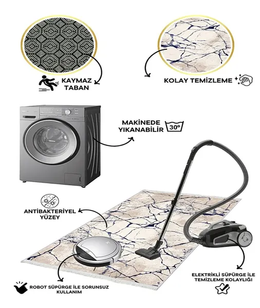 Antibakteriyel Çocuk Odası Halısı Kaymaz Taban Makinede Yıkanabilir Halı B-415