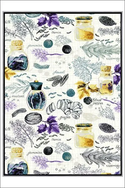 Makinede Yıkanabilir Mutfak Halısı Kaymaz Taban Antibakteriyel Halı MUTFAK-756