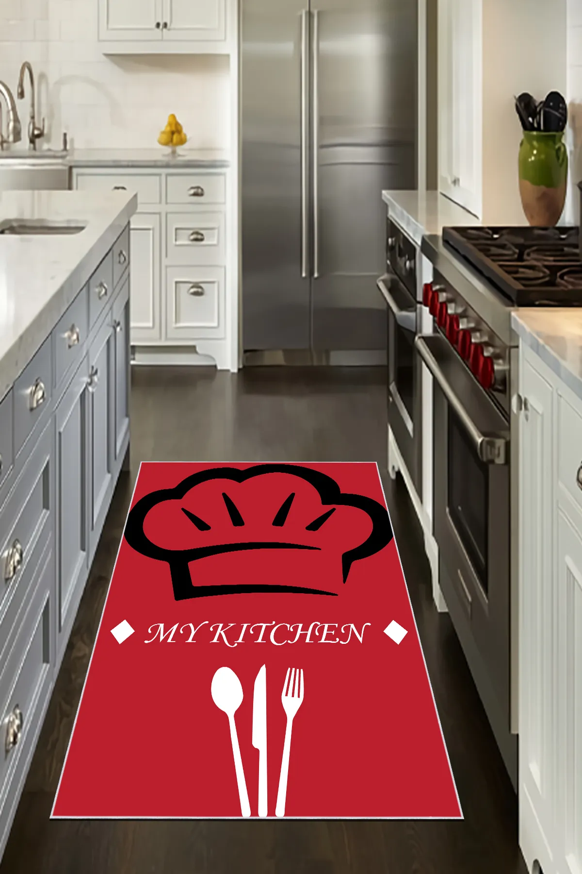Makinede Yıkanabilir Mutfak Halısı Kaymaz Taban Antibakteriyel Halı KITCHEN-100
